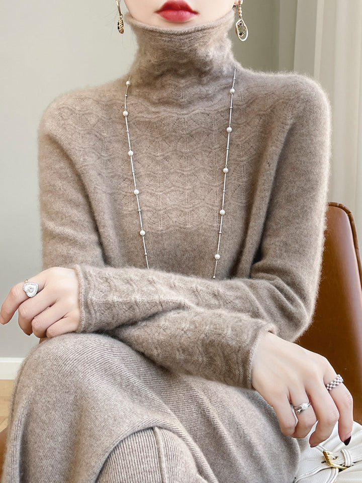 Mune | Turtleneck Sweater Made Of Pure Wool with Hollow Print and Cashmere Sweater