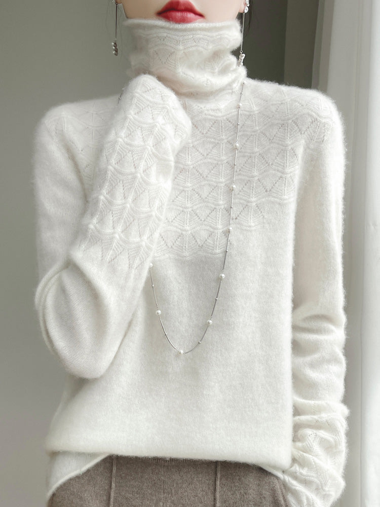 Mune | Turtleneck Sweater Made Of Pure Wool with Hollow Print and Cashmere Sweater