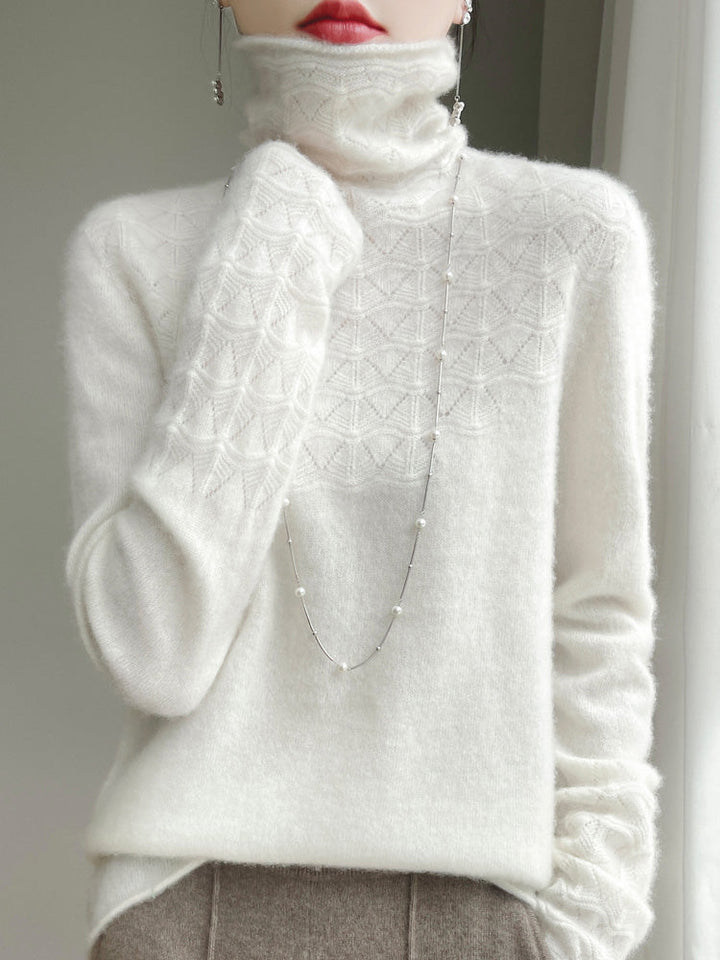 Mune | Turtleneck Sweater Made Of Pure Wool with Hollow Print and Cashmere Sweater