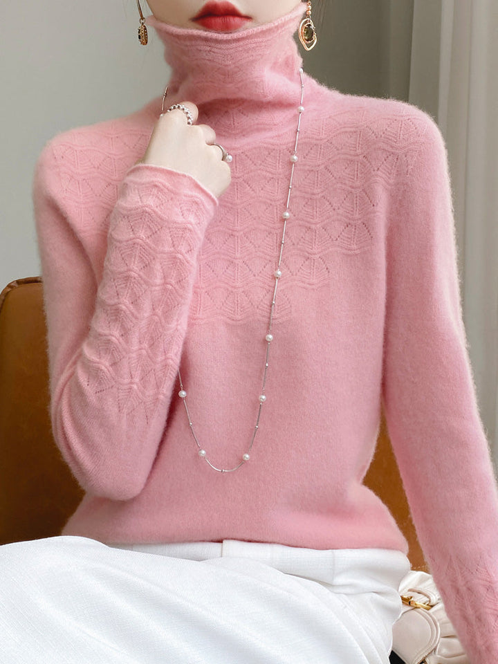 Mune | Turtleneck Sweater Made Of Pure Wool with Hollow Print and Cashmere Sweater