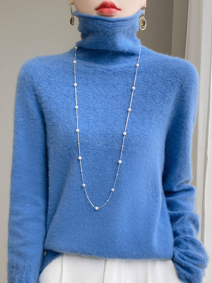 Mune | Turtleneck Sweater Made Of Pure Wool with Hollow Print and Cashmere Sweater