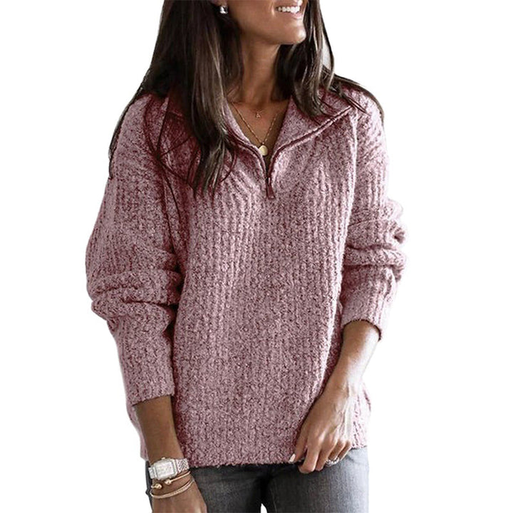 Mune | Pullover Women's Autumn Half-Zip Textured Knit Sweater