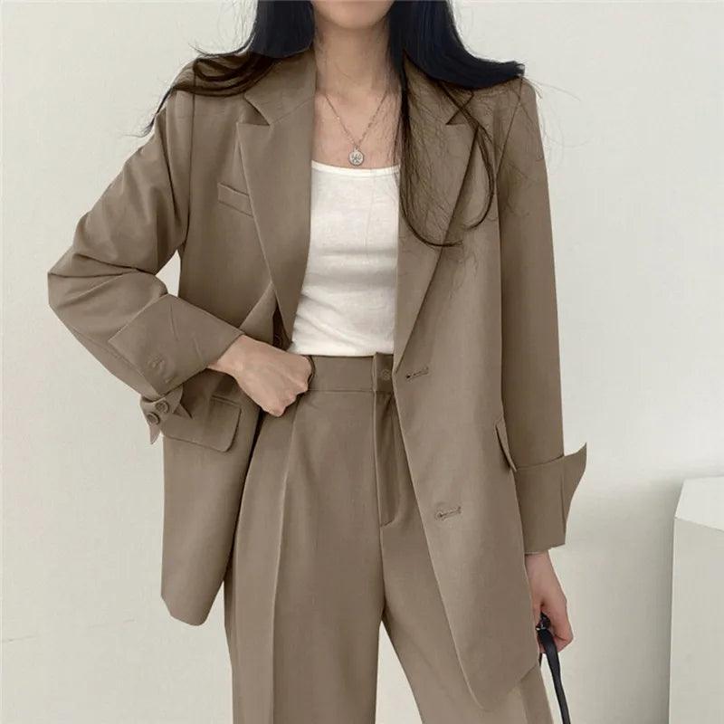 Women’s Tailored Suit Set with Long Blazer