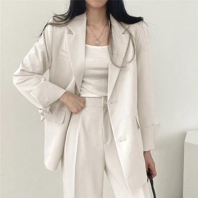 Women’s Tailored Suit Set with Long Blazer