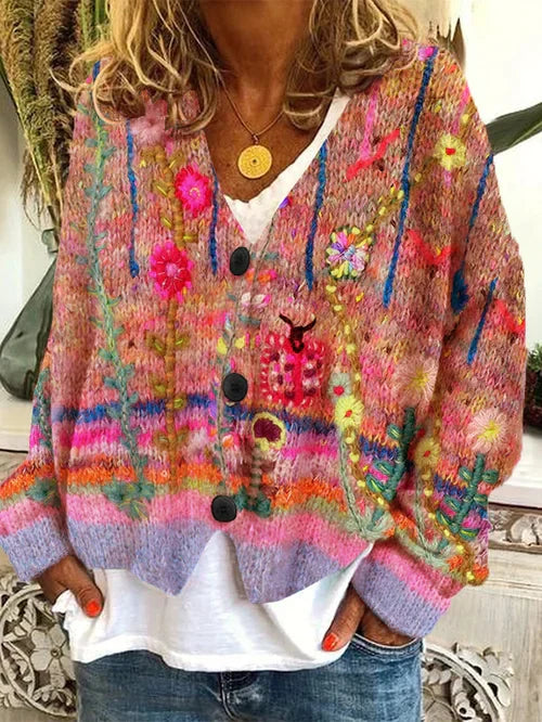 Mune | Retro Cardigan for Women Printed Style