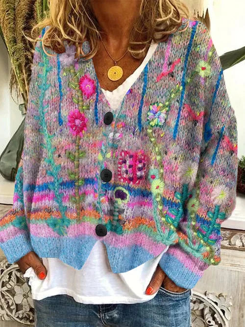 Mune | Retro Cardigan for Women Printed Style