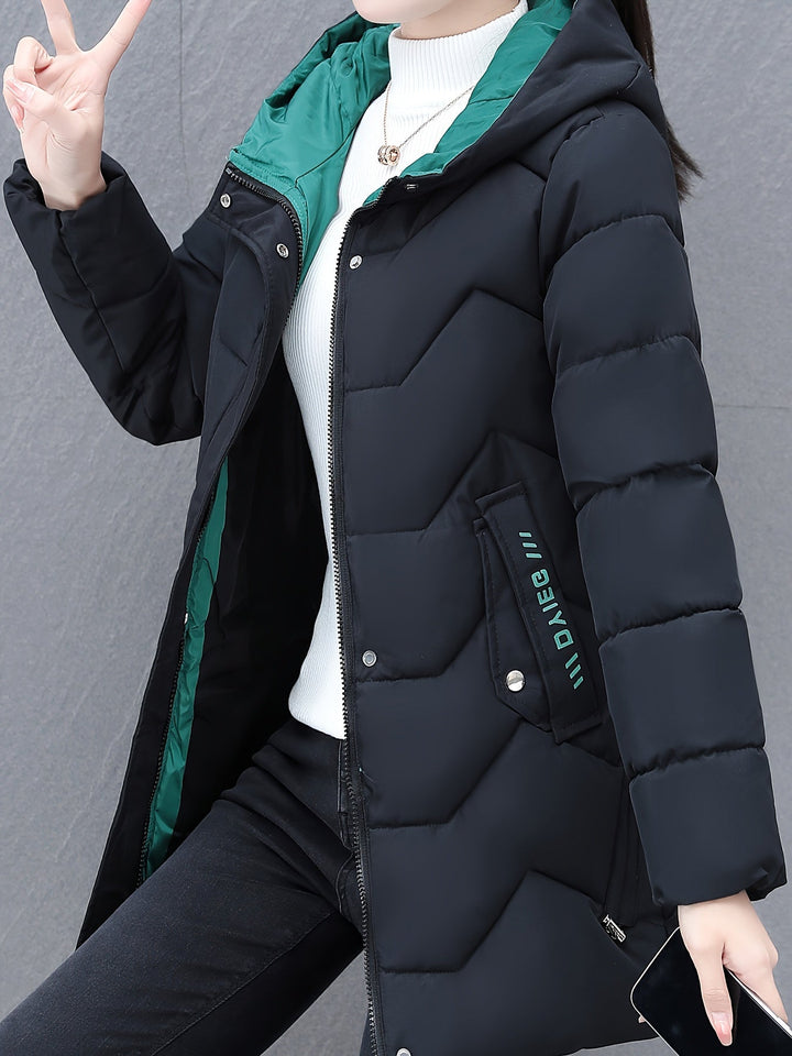 Mune | Long, casual women's down jacket with hood