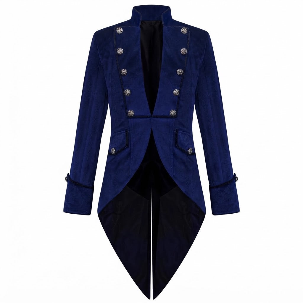 Women's Elegant Frack Coat with Elaborate Buttons and Asymmetrical Hem Mune Fashion