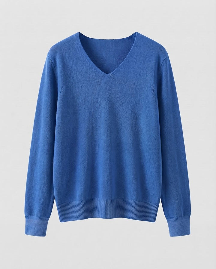Women Fine Knit V-Neck Sweater made of Cozy Angora Mix Mune Fashion