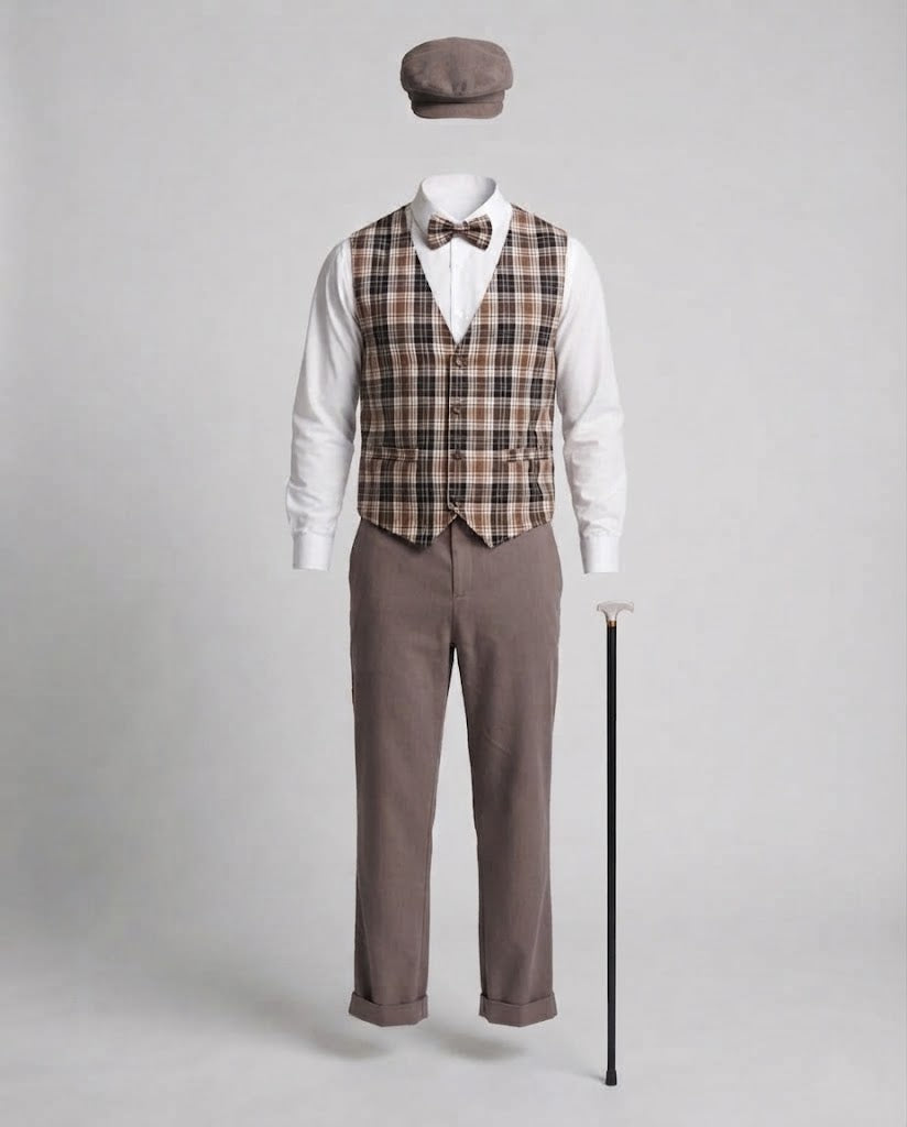Men's detective costume with elegant vest, hat, and accessories Mune Fashion