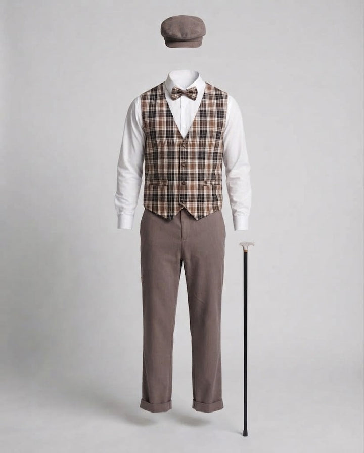 Men's detective costume with elegant vest, hat, and accessories Mune Fashion