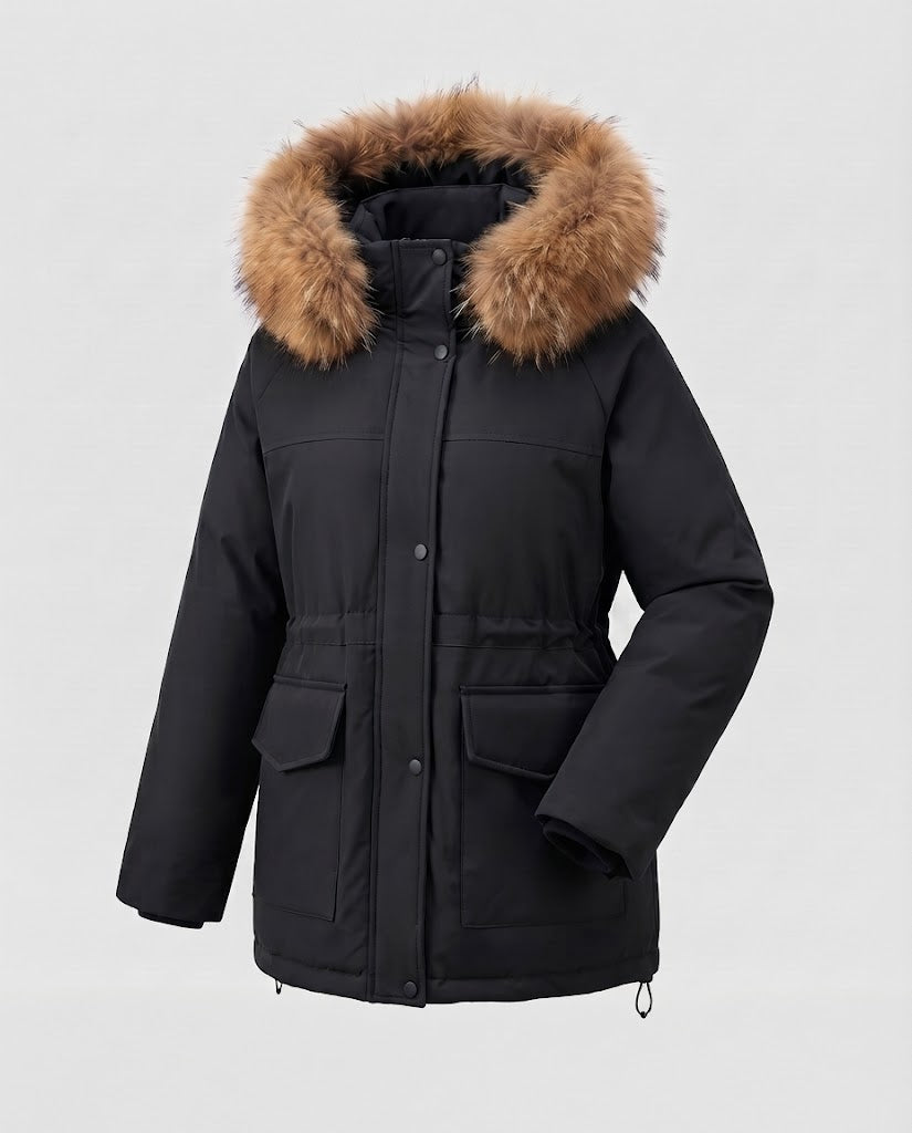 Women's Padded Thermal Parka with Oversized Faux Fur Hood and Utility Pockets Mune Fashion