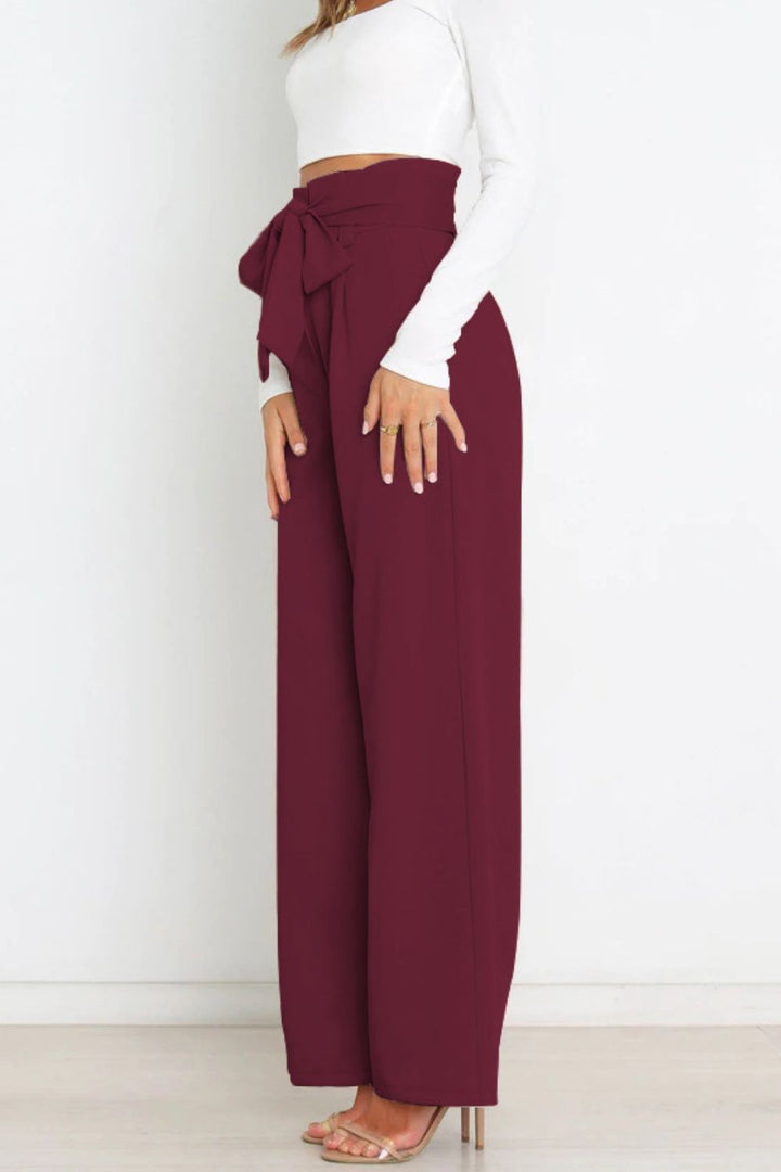 Mune Fashion | High Waist Paperbag Pants with Bow Detail
