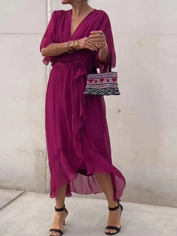 Elegant chiffon dress with V-neck