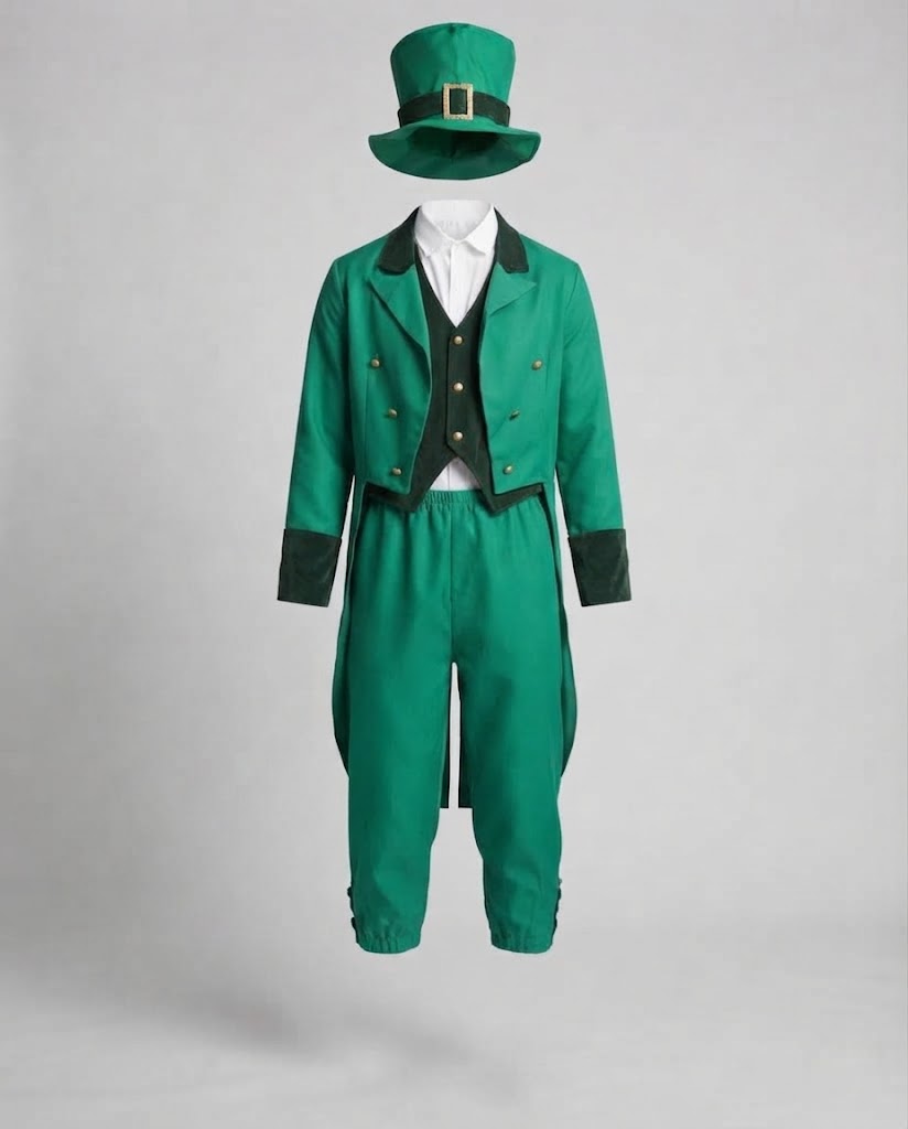 Men's elegant Leprechaun costume with cheerful hat and detailed Mune Fashion jacket Mune Fashion