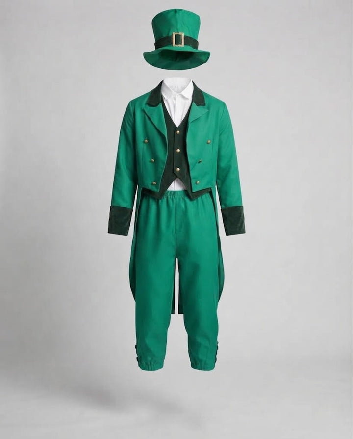 Men's elegant Leprechaun costume with cheerful hat and detailed Mune Fashion jacket Mune Fashion