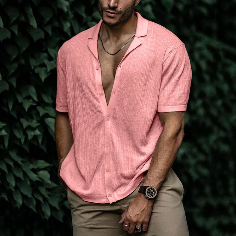 Men Casual Short Sleeve Button Shirt