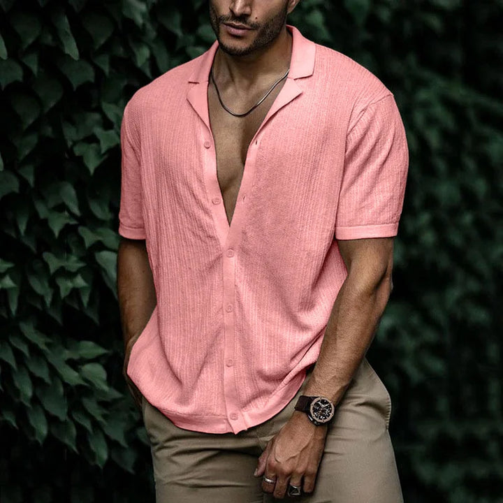 Men Casual Short Sleeve Button Shirt
