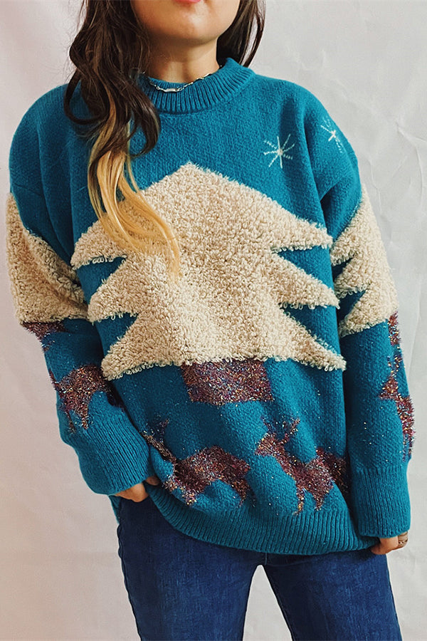 Mune | Christmas Pattern Knitted Round Neck Long Sleeve Sweater