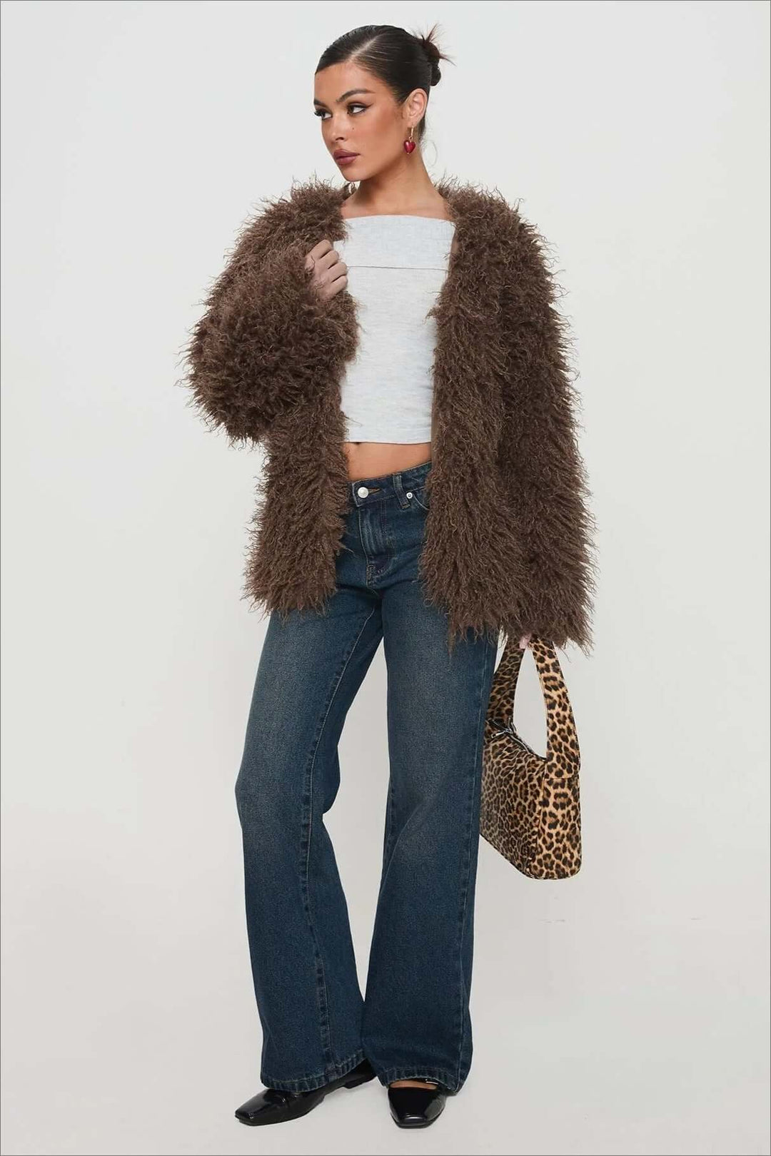 Mune | Fluffy Brown Faux Fur Oversized Jacket
