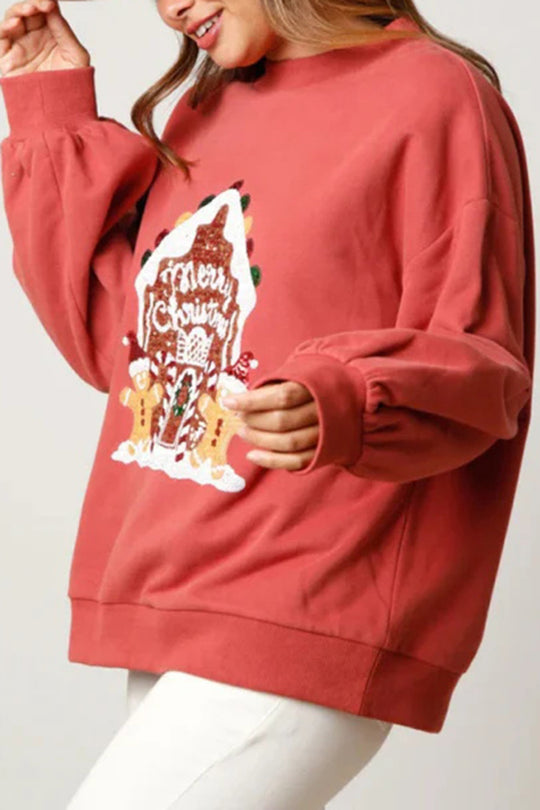 Mune | Christmas Candy House Sequins Casual Loose Sweater