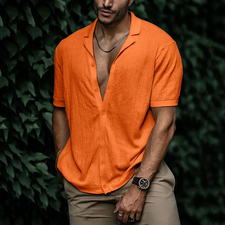 Men Casual Short Sleeve Button Shirt