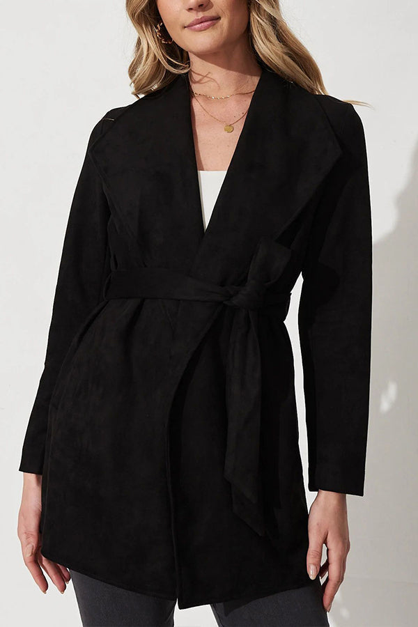 Mune | Color Suit Cardigan Large Lapel Suede Long Sleeve Jacket