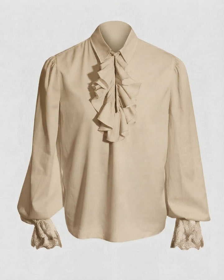 Women Ruffled Blouse with Elegant Collar Area Mune Fashion