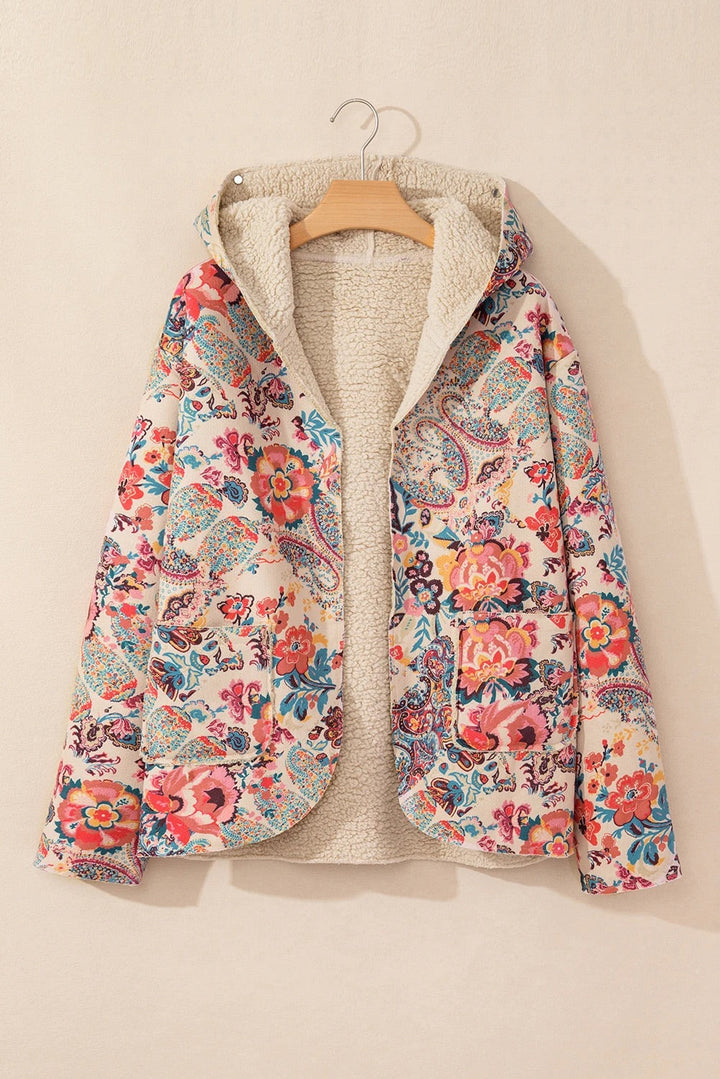 Mune | Vintage Paisley Floral Printed Sherpa Lined Hoodie