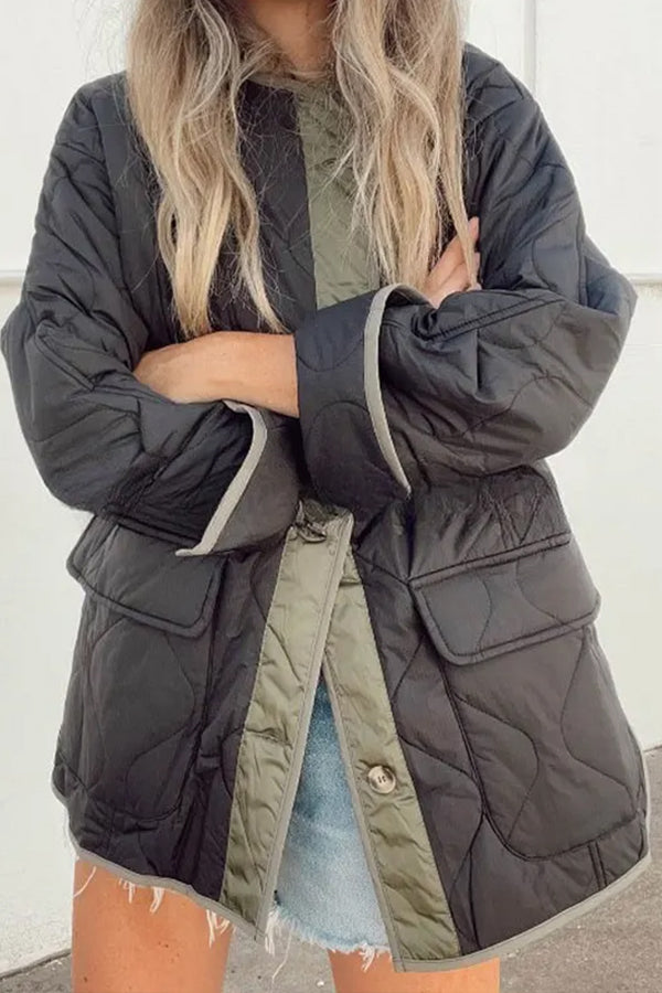 Mune | Loose Cotton Jacket Color Block Pocket Casual Jacket
