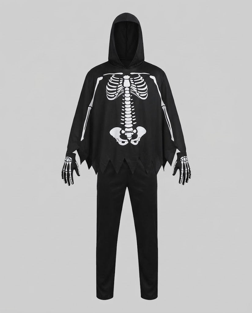 Men's Skeleton Halloween Costume with Hood Mune Fashion