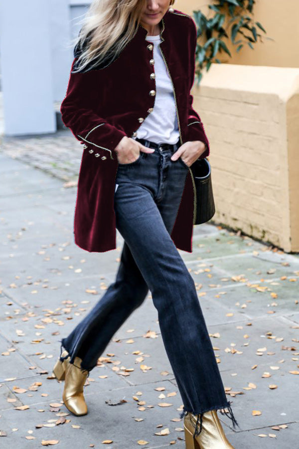 Mune | Velvet Patchwork Multi-Button Women'S Jacket