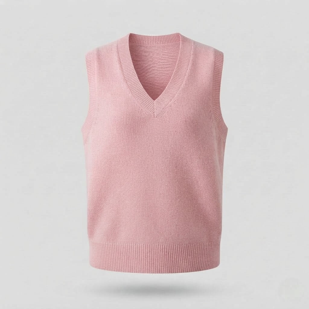 Women's Sleeveless Mohair-Style Long Waistcoat with Deep V-Neck and Soft Drape Mune Fashion