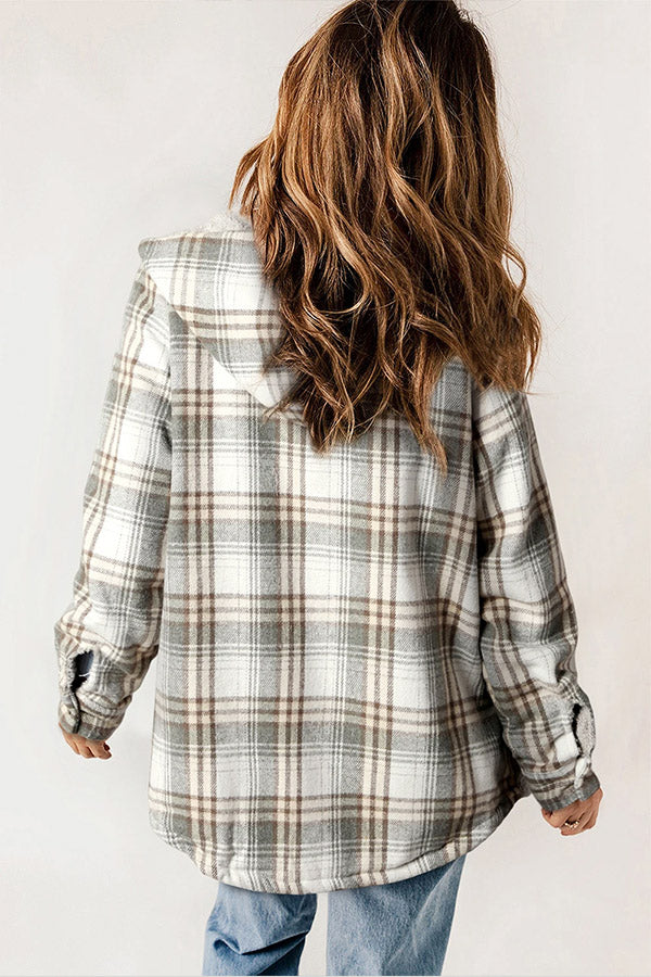 Mune | Button Sherpa Lined Hooded Flannel Jacket