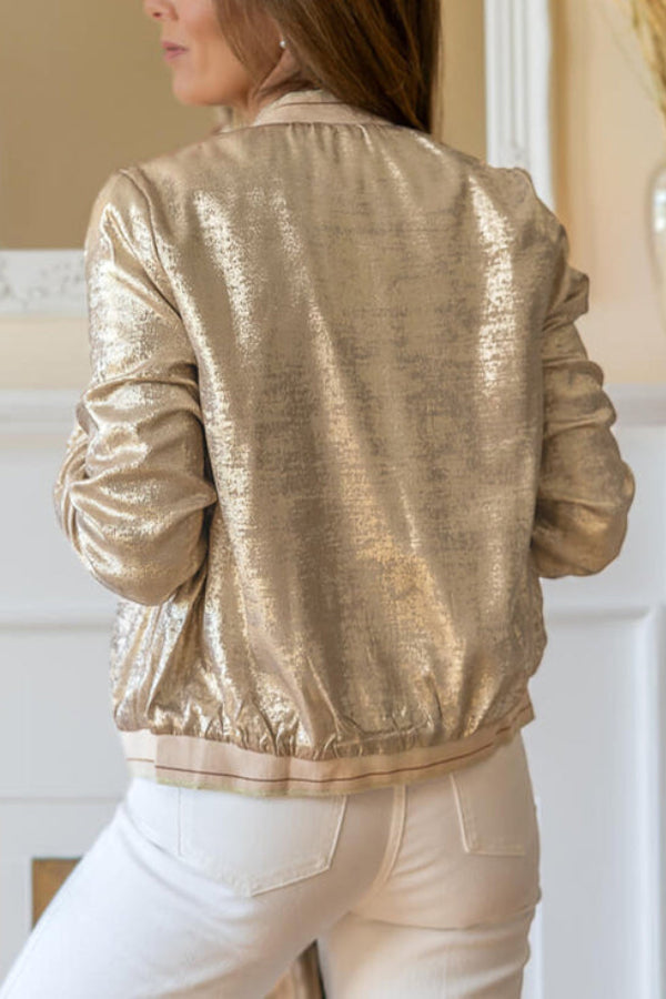 Mune | Khaki Metallic Zipper Baseball Jacket