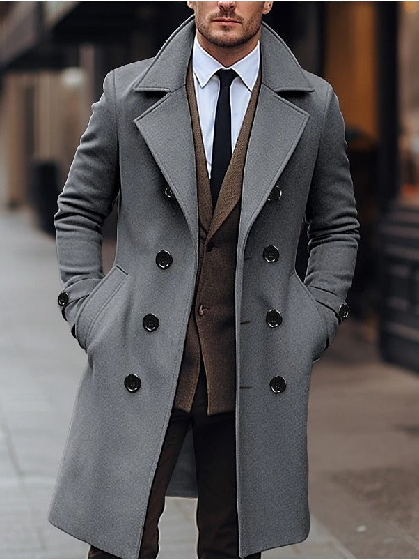 Mune | Woolen Men's Coat for Autumn and Winter Double-Breasted and Long