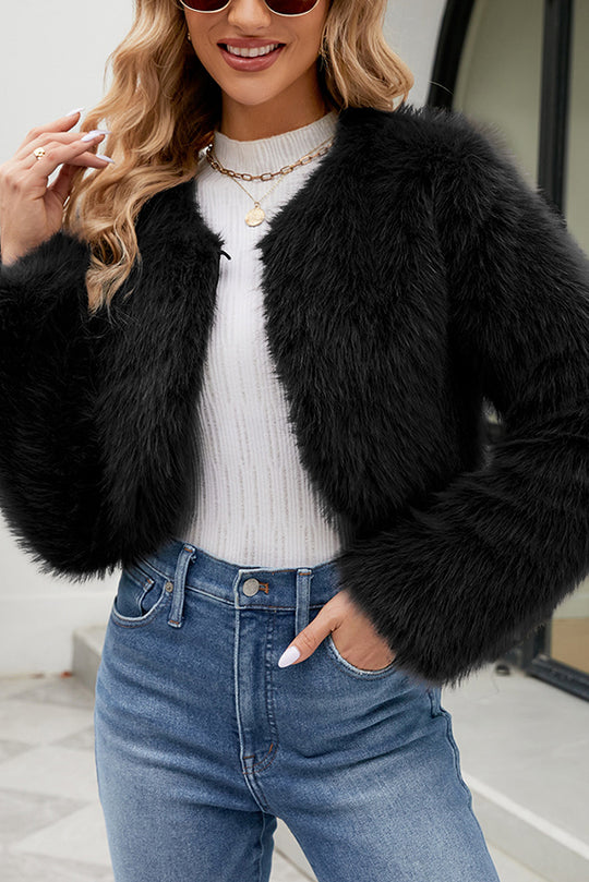 Mune | Long Sleeve Short Casual Faux Fur Jacket