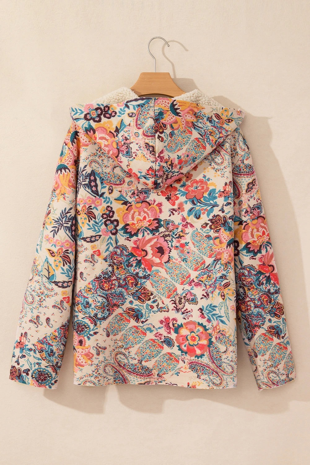 Mune | Vintage Paisley Floral Printed Sherpa Lined Hoodie