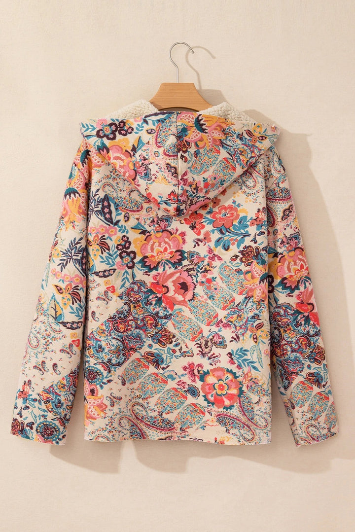 Mune | Vintage Paisley Floral Printed Sherpa Lined Hoodie