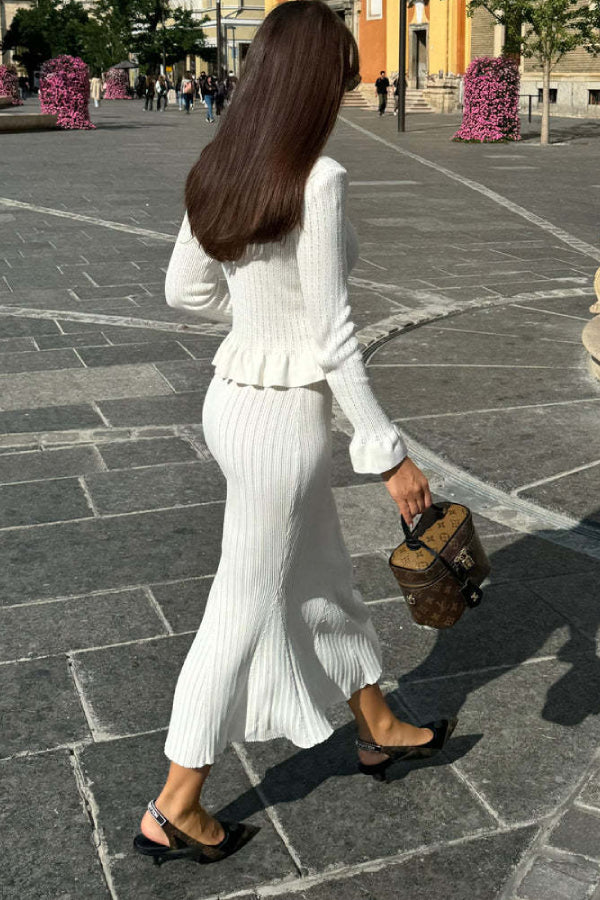 Mune | Jacket & Wide Flared Skirt Knit Set