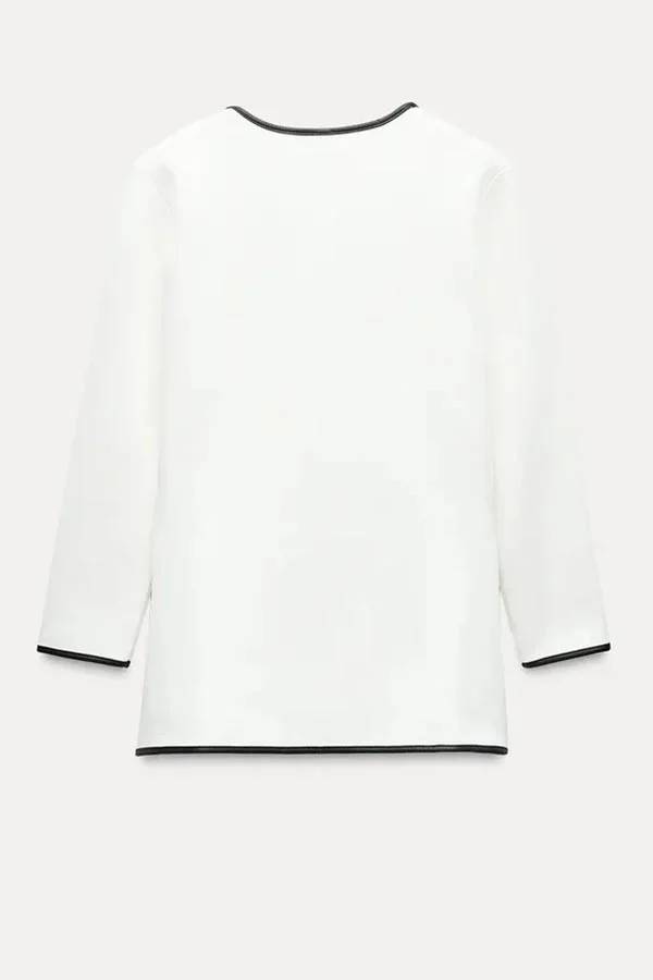 Mune | My Chances Contrast Trim Gold Button Long Sleeve Loose Jacket