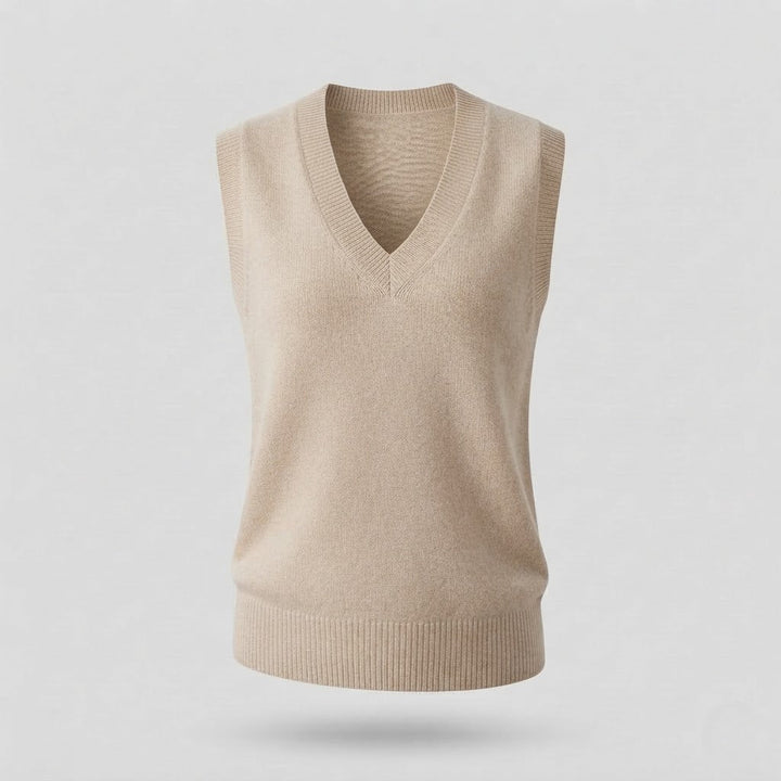 Women's Sleeveless Mohair-Style Long Waistcoat with Deep V-Neck and Soft Drape Mune Fashion
