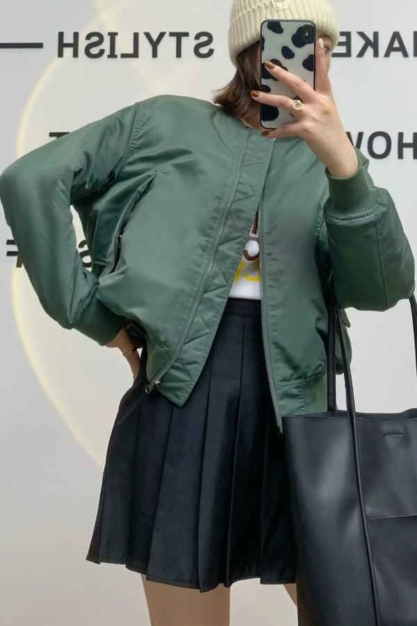 Mune | Collar Thickened One-Sided Flight Jacket Baseball Jacket