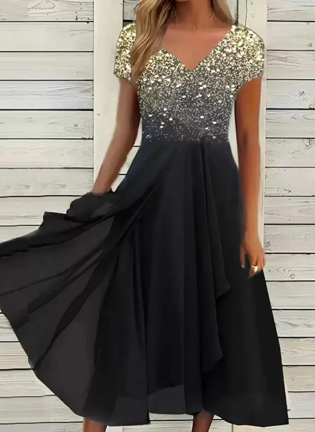 Mune Fashion | Women's Elegant V Neck Dress Evening Dress