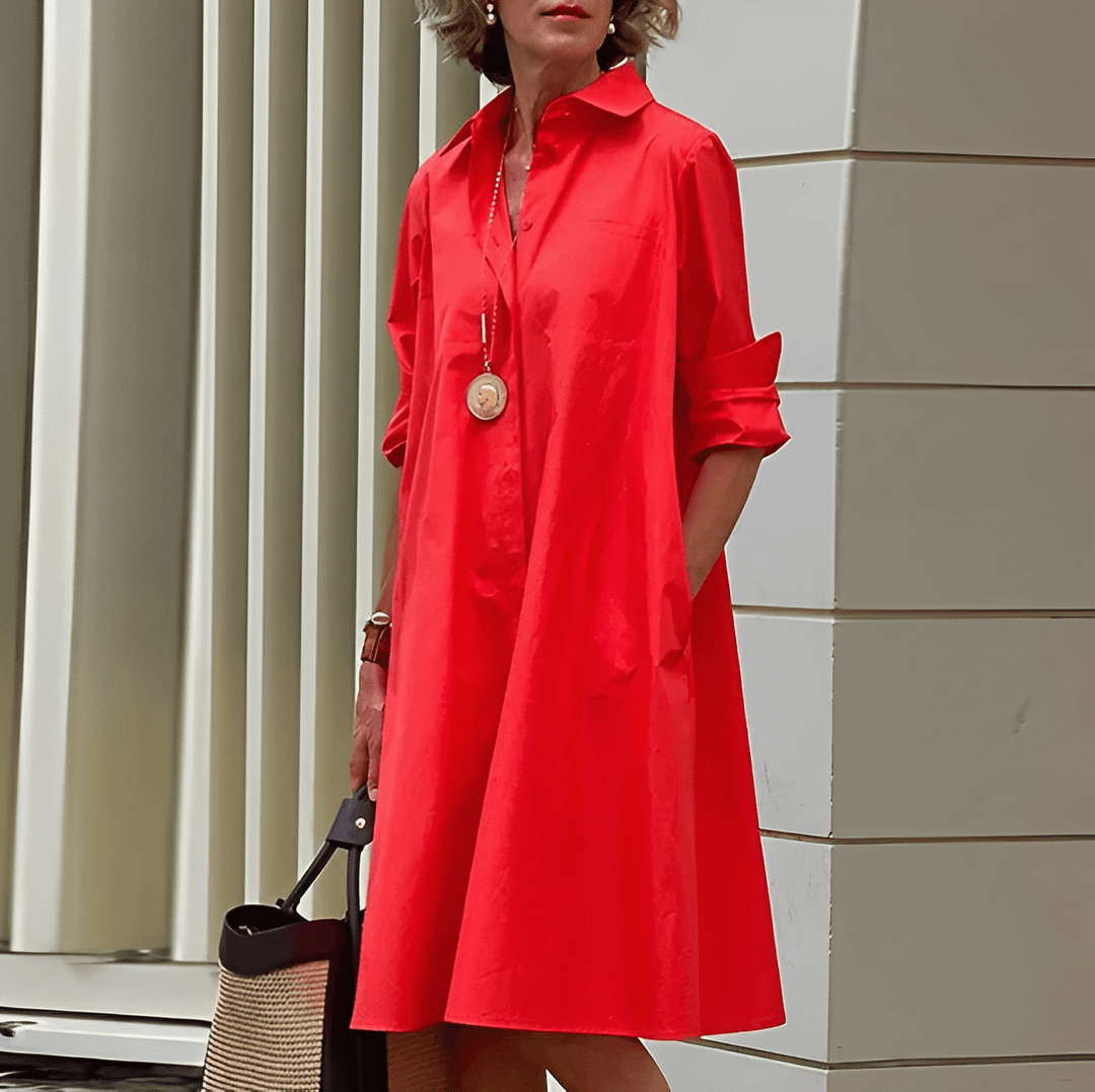 Stylish shirt dress with 3/4 sleeves