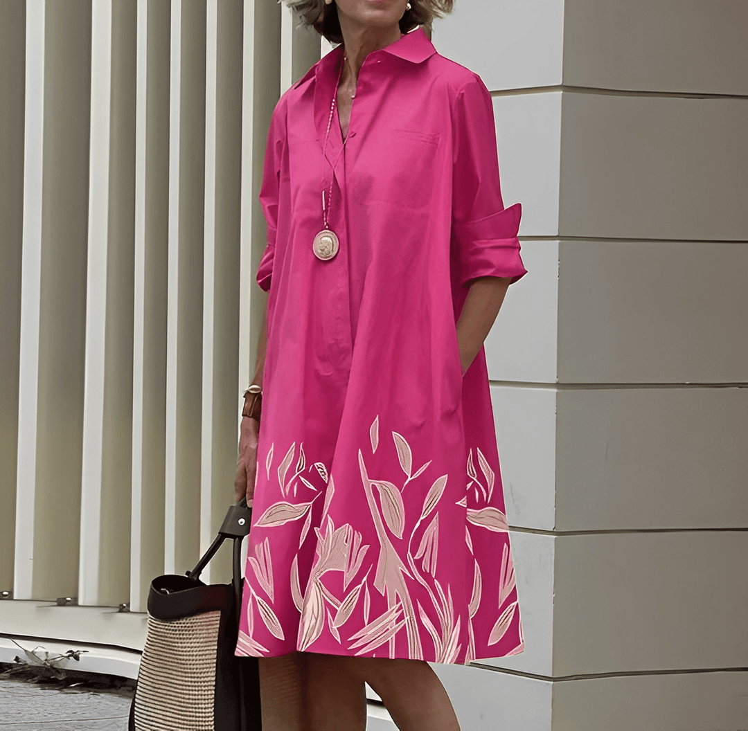 Mune | Shirt dress with folded collar and three-quarter sleeves
