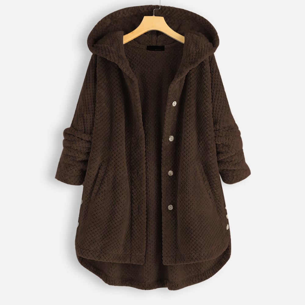 Mune | Mid-length, reversible fleece jacket with hood for winter
