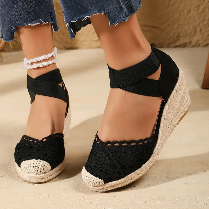 Mune Fashion | Elegant Wedge Sandals with Crochet Top