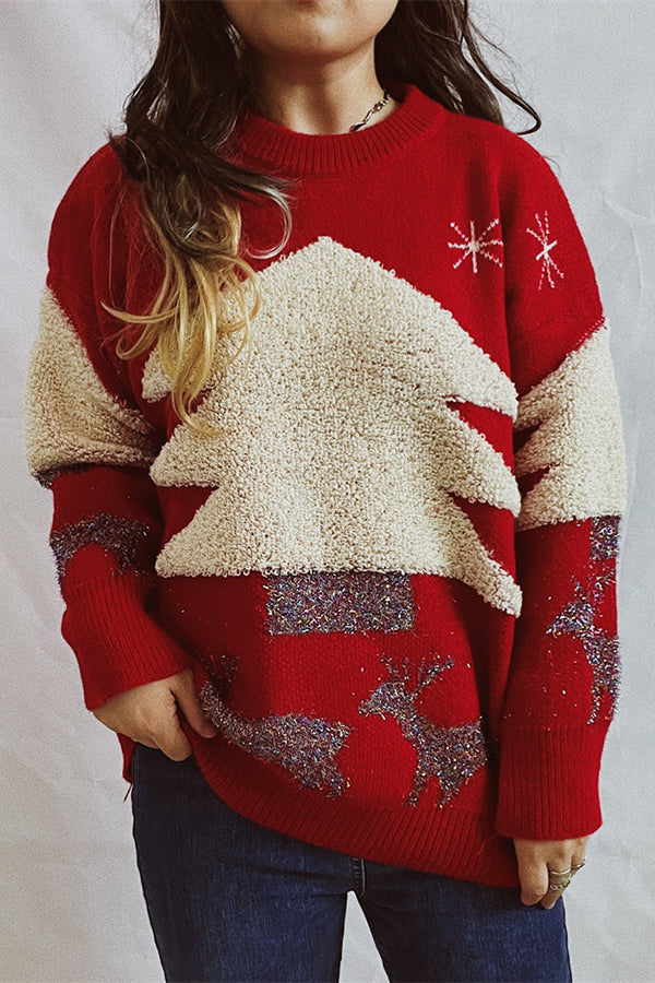 Mune | Christmas Pattern Knitted Round Neck Long Sleeve Sweater