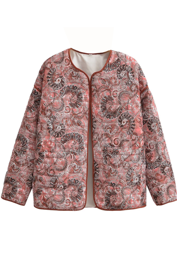 Mune | Print Loose V-Neck Cardigan Cotton Jacket